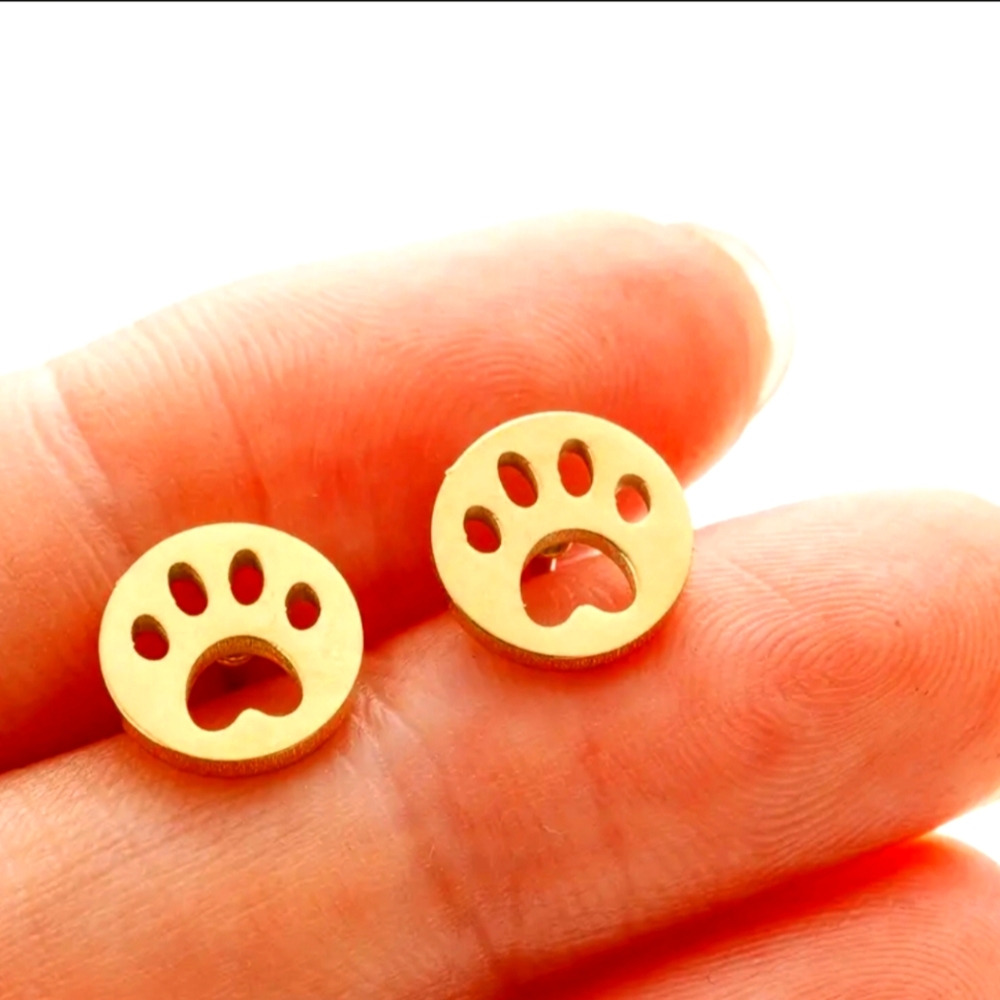 Packaged Hypoallergenic Earrings - Paw Print Cut-Out